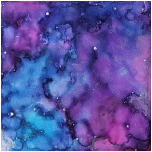 Hand Crafted Purple and Blue Abstract Design 12x12 Inches Canvas Picture - Picture 3 of 4